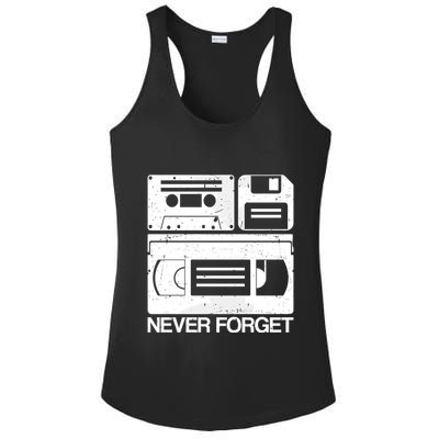 Retro Never Forget Cassette Floppy Disk Vhs Tape Ladies PosiCharge Competitor Racerback Tank