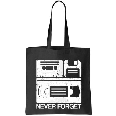 Retro Never Forget Cassette Floppy Disk Vhs Tape Bag