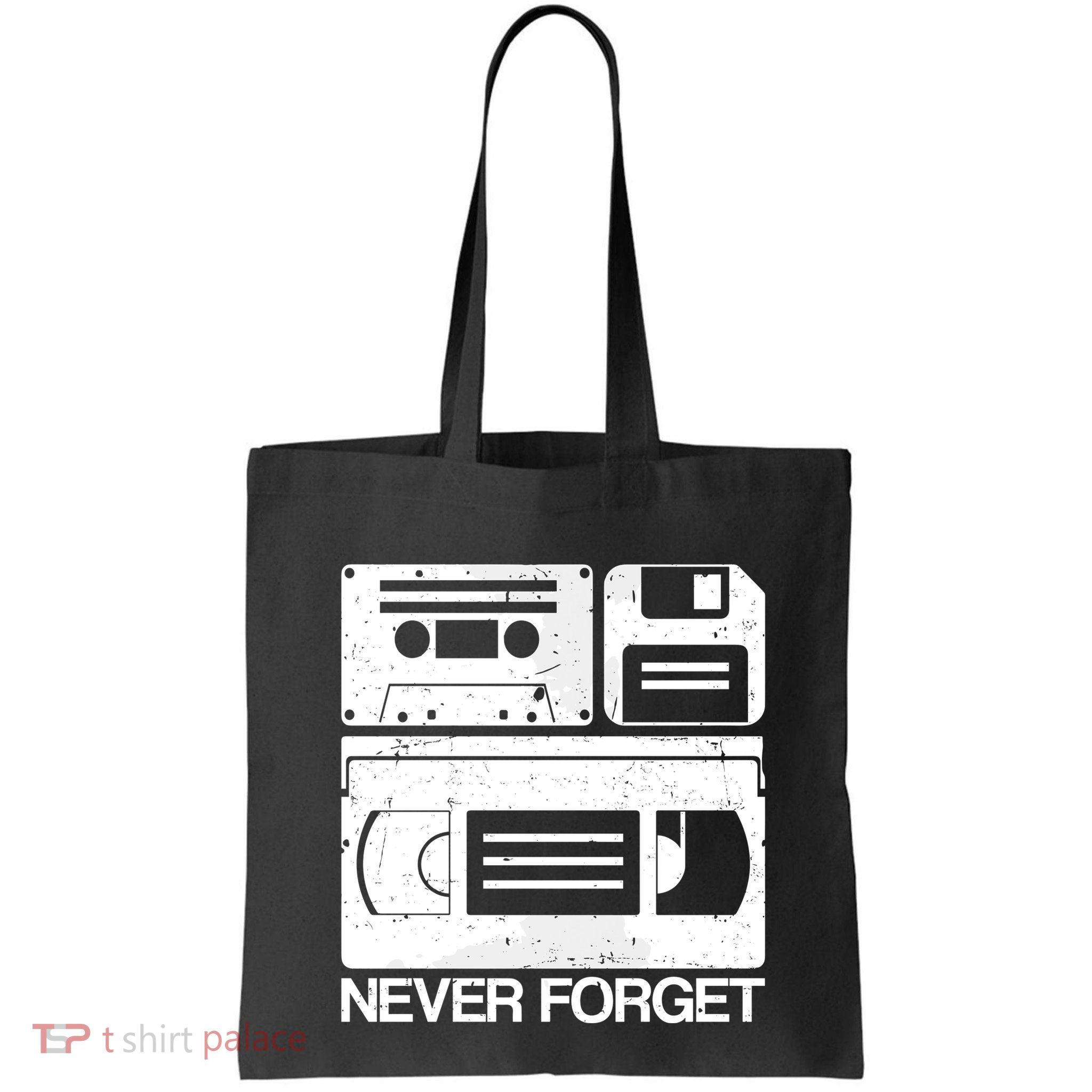 Retro Never Forget Cassette Floppy Disk Vhs Tape Bag
