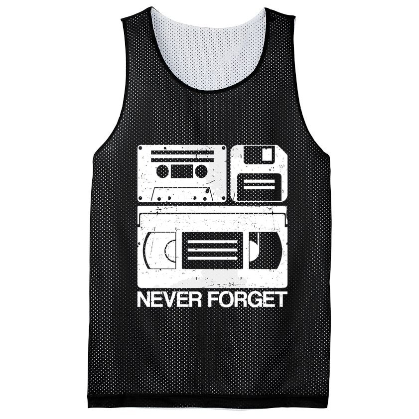 Retro Never Forget Cassette Floppy Disk Vhs Tape Mesh Reversible Basketball Jersey Tank