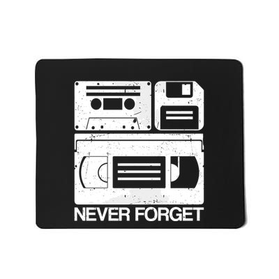 Retro Never Forget Cassette Floppy Disk Vhs Tape Mousepad