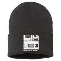 Retro Never Forget Cassette Floppy Disk Vhs Tape Sustainable Knit Beanie