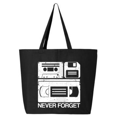 Retro Never Forget Cassette Floppy Disk Vhs Tape 25L Jumbo Tote