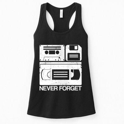 Retro Never Forget Cassette Floppy Disk Vhs Tape Womens Tank Top