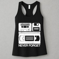 Retro Never Forget Cassette Floppy Disk Vhs Tape Womens Tank Top