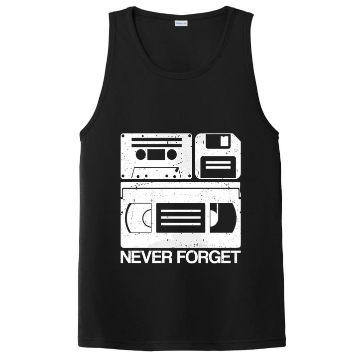 Retro Never Forget Cassette Floppy Disk Vhs Tape PosiCharge Competitor Tank
