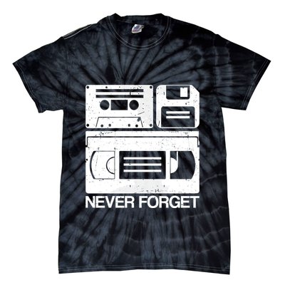 Retro Never Forget Cassette Floppy Disk Vhs Tape Tie-Dye T-Shirt