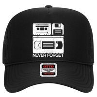 Retro Never Forget Cassette Floppy Disk Vhs Tape Trucker Hat