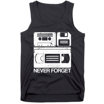 Retro Never Forget Cassette Floppy Disk Vhs Tape Tank Top