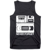 Retro Never Forget Cassette Floppy Disk Vhs Tape Tank Top
