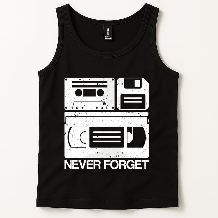 Retro Never Forget Cassette Floppy Disk Vhs Tape Tank Top