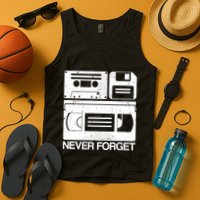 Retro Never Forget Cassette Floppy Disk Vhs Tape Tank Top