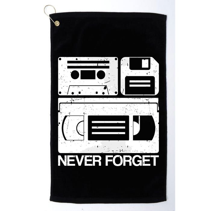 Retro Never Forget Cassette Floppy Disk Vhs Tape Golf Towel