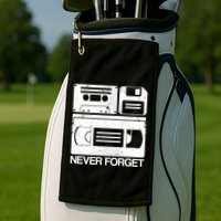 Retro Never Forget Cassette Floppy Disk Vhs Tape Golf Towel