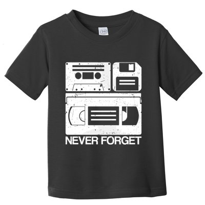 Retro Never Forget Cassette Floppy Disk Vhs Tape Toddler T-Shirt