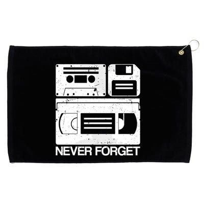 Retro Never Forget Cassette Floppy Disk Vhs Tape Grommeted Golf Towel