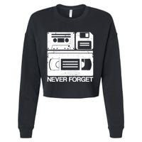 Retro Never Forget Cassette Floppy Disk Vhs Tape Cropped Pullover Crew