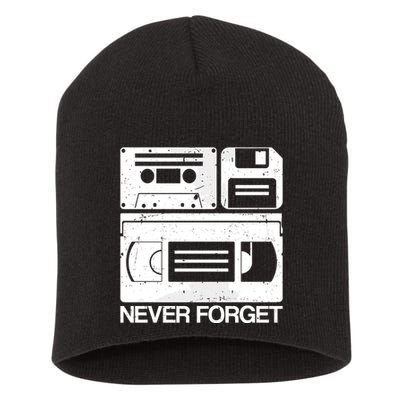 Retro Never Forget Cassette Floppy Disk Vhs Tape Short Acrylic Beanie