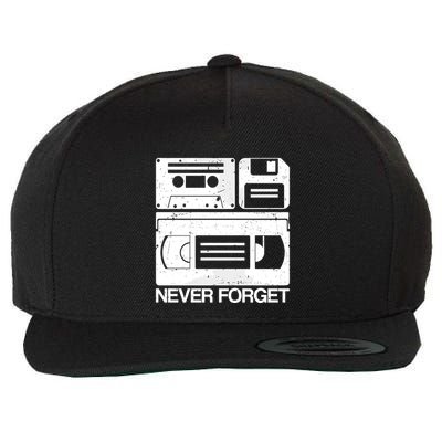 Retro Never Forget Cassette Floppy Disk Vhs Tape Wool Snapback Cap