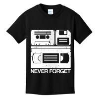 Retro Never Forget Cassette Floppy Disk Vhs Tape Kids T-Shirt