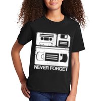 Retro Never Forget Cassette Floppy Disk Vhs Tape Kids T-Shirt