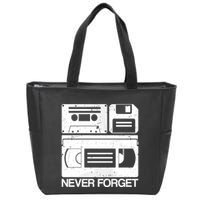Retro Never Forget Cassette Floppy Disk Vhs Tape Zip Tote Bag