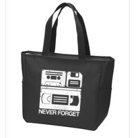Retro Never Forget Cassette Floppy Disk Vhs Tape Zip Tote Bag