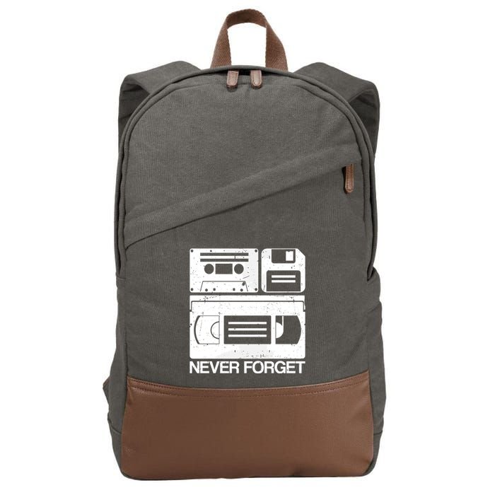 Retro Never Forget Cassette Floppy Disk Vhs Tape Cotton Canvas Backpack