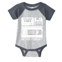Retro Never Forget Cassette Floppy Disk Vhs Tape Infant Baby Jersey Bodysuit