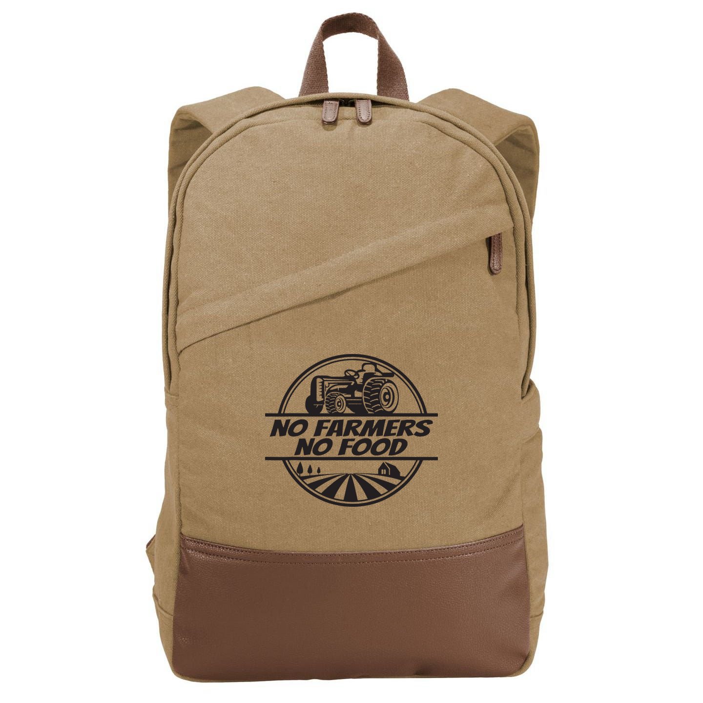 Retro No Farmers No Food Support Local Foods Farmer Cotton Canvas Backpack
