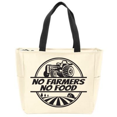 Retro No Farmers No Food Support Local Foods Farmer Zip Tote Bag