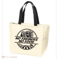 Retro No Farmers No Food Support Local Foods Farmer Zip Tote Bag