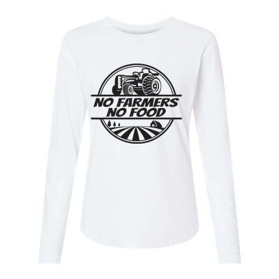 Retro No Farmers No Food Support Local Foods Farmer Womens Cotton Relaxed Long Sleeve T-Shirt