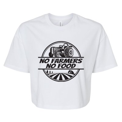 Retro No Farmers No Food Support Local Foods Farmer Bella+Canvas Jersey Crop Tee