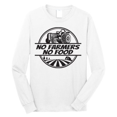 Retro No Farmers No Food Support Local Foods Farmer Long Sleeve Shirt