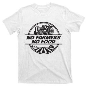 Retro No Farmers No Food Support Local Foods Farmer T-Shirt