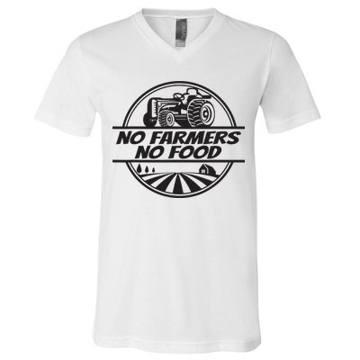 Retro No Farmers No Food Support Local Foods Farmer V-Neck T-Shirt
