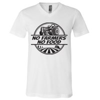 Retro No Farmers No Food Support Local Foods Farmer V-Neck T-Shirt