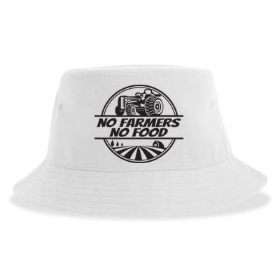 Retro No Farmers No Food Support Local Foods Farmer Sustainable Bucket Hat