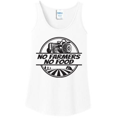 Retro No Farmers No Food Support Local Foods Farmer Ladies Essential Tank