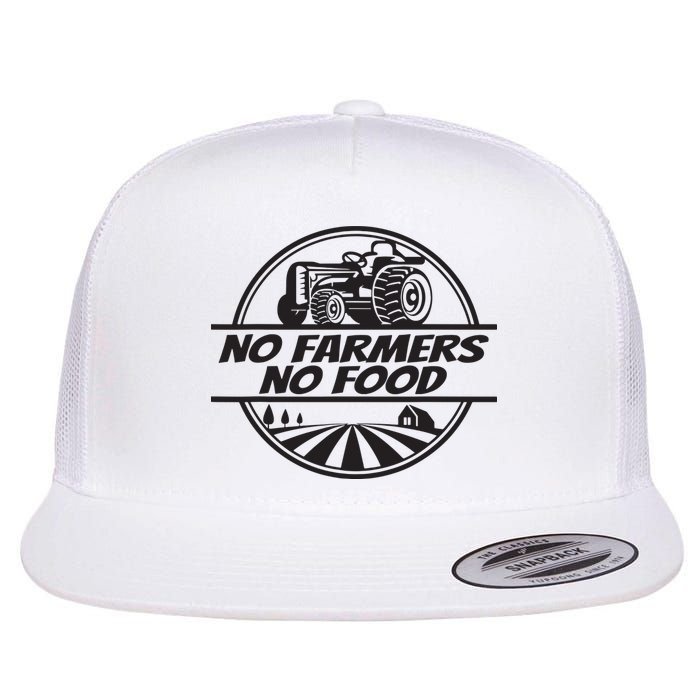 Retro No Farmers No Food Support Local Foods Farmer Flat Bill Trucker Hat