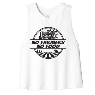 Retro No Farmers No Food Support Local Foods Farmer Women's Racerback Cropped Tank