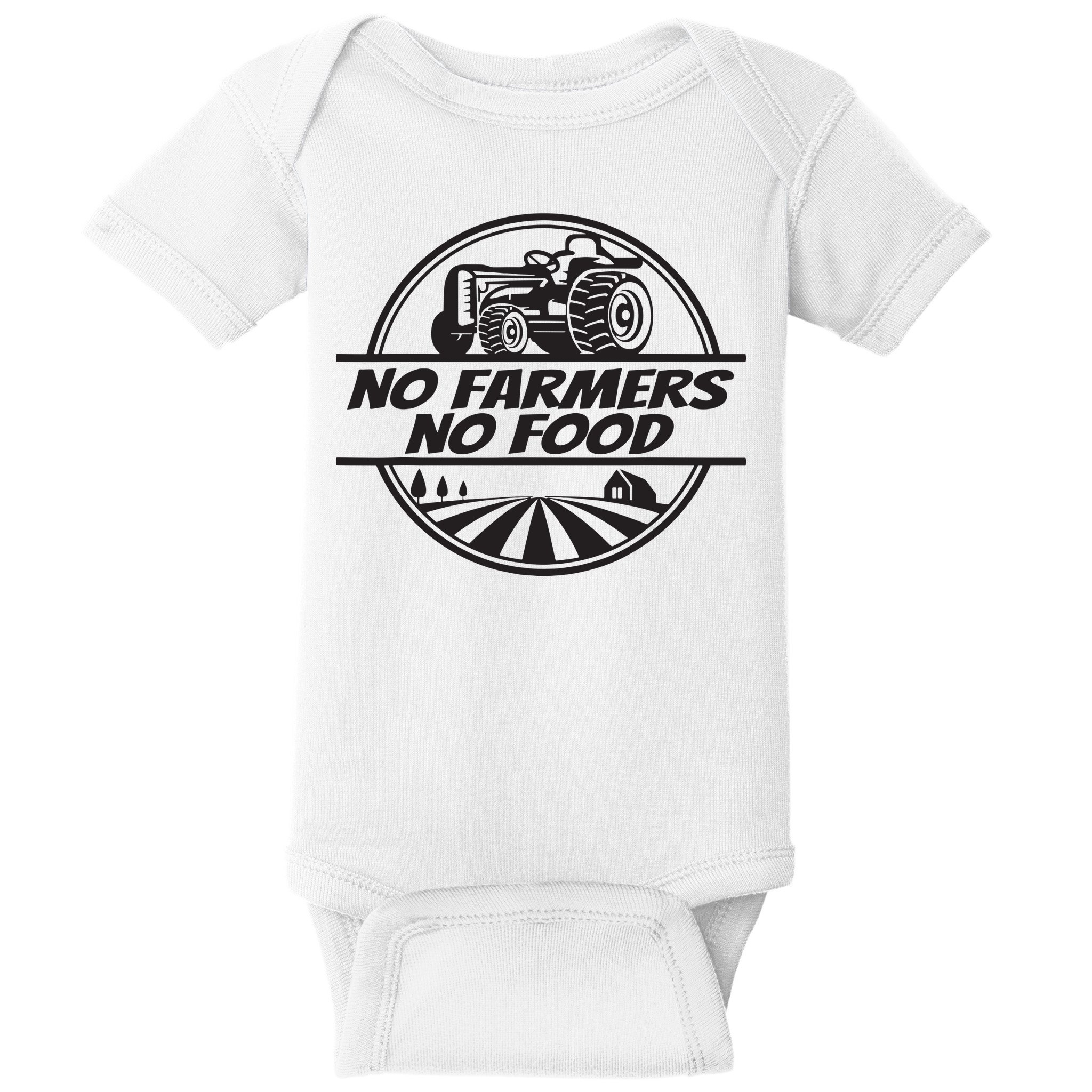 Retro No Farmers No Food Support Local Foods Farmer Baby Bodysuit