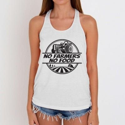 Retro No Farmers No Food Support Local Foods Farmer Women's Knotted Racerback Tank