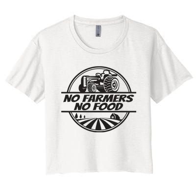 Retro No Farmers No Food Support Local Foods Farmer Women's Crop Top Tee