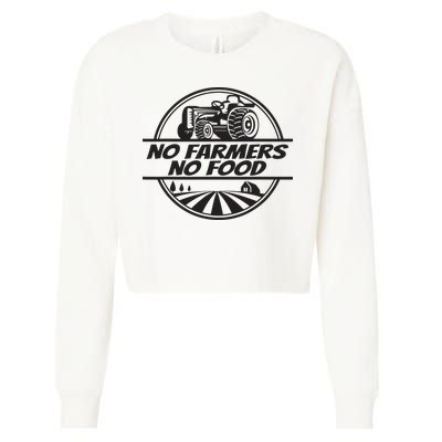 Retro No Farmers No Food Support Local Foods Farmer Cropped Pullover Crew
