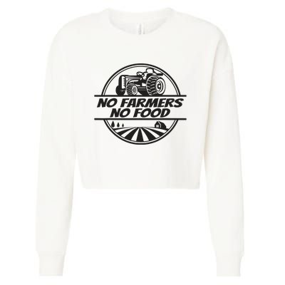 Retro No Farmers No Food Support Local Foods Farmer Cropped Pullover Crew