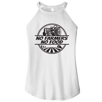 Retro No Farmers No Food Support Local Foods Farmer Women’s Perfect Tri Rocker Tank