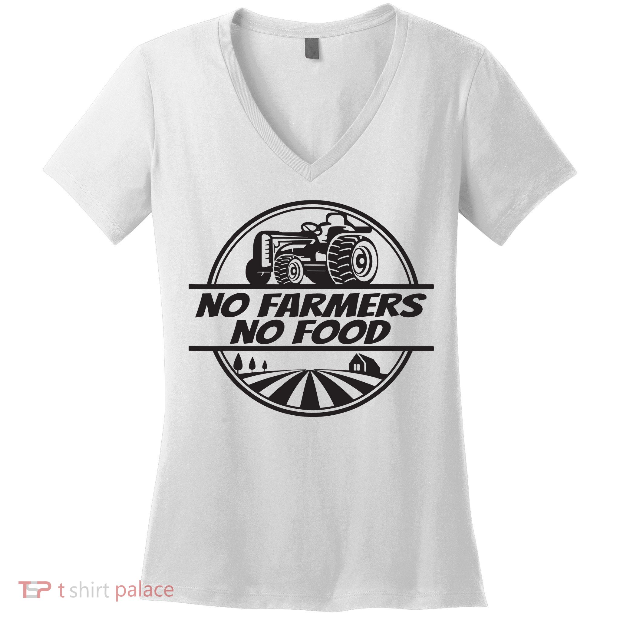 Retro No Farmers No Food Support Local Foods Farmer Women's V-Neck T-Shirt