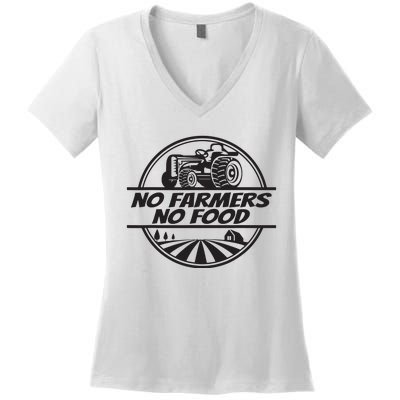 Retro No Farmers No Food Support Local Foods Farmer Women's V-Neck T-Shirt